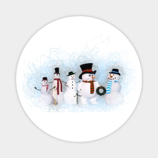 Five Snowmen In The Snow Magnet